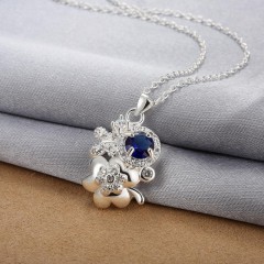 N125 - A 925 SILVER PLATED PENDANT NECKLACE JEWELRY (SILVER AND BLUE)图2