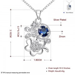 N125 - A 925 SILVER PLATED PENDANT NECKLACE JEWELRY (SILVER AND BLUE)图3