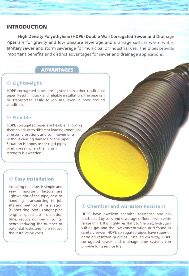 HDPE Double Wall Corrugated Sewer And Drainage Pipes