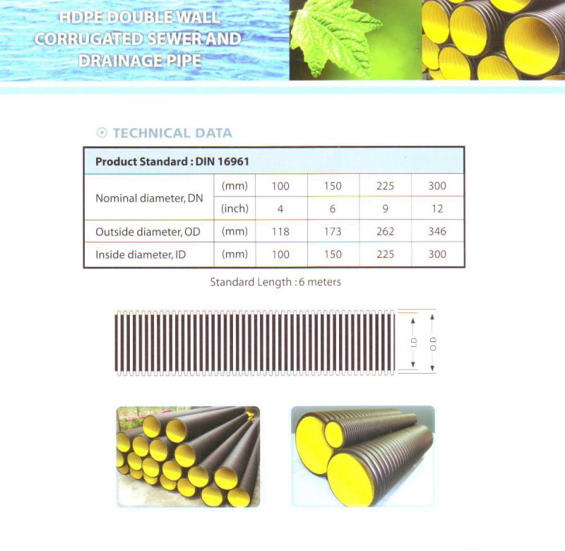 HDPE Double Wall Corrugated Sewer And Drainage Pipes