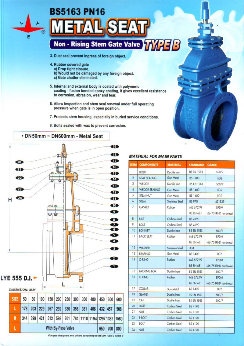 metal ductile iron gate valve