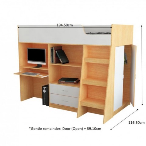 Bunk Bed BD 8200 White & Beech图3