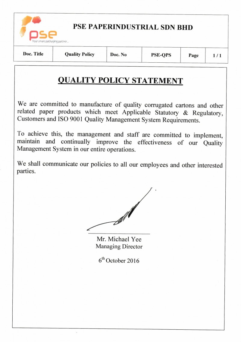 Quality Policy