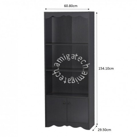 2 Doors + 3 Open Shelf USS 324 Black Oakͼ3