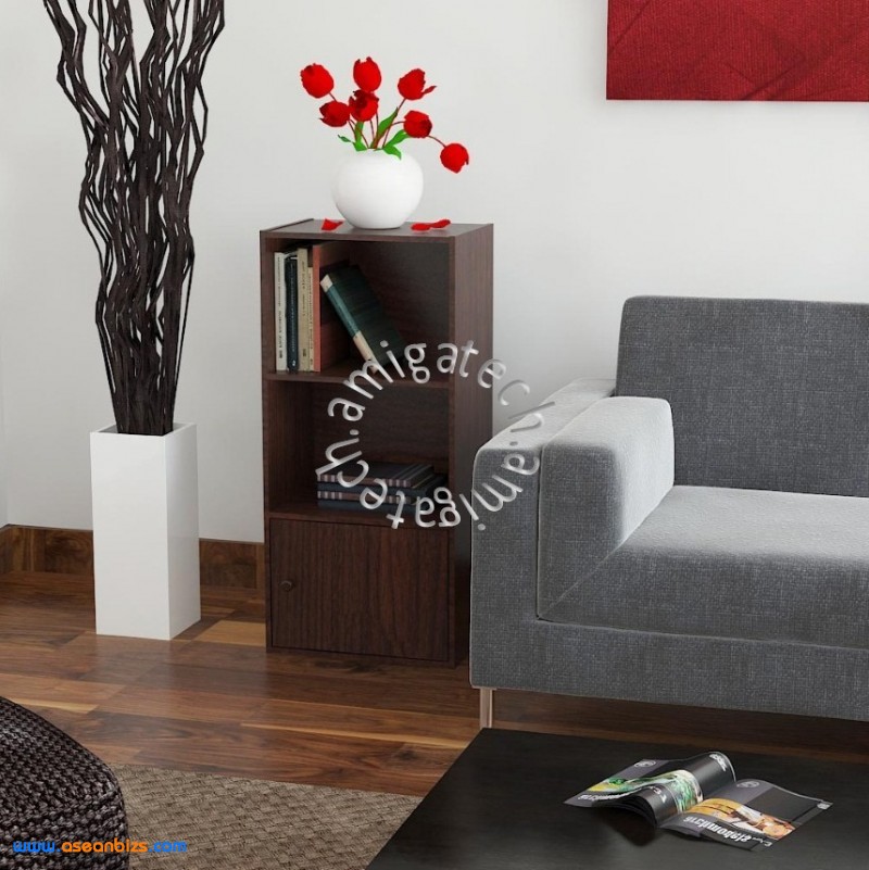 2 Tiers + 1 Door Shelf US 3151 Walnut 2 Tiers + 1 Door Shelf US 3151 Walnut