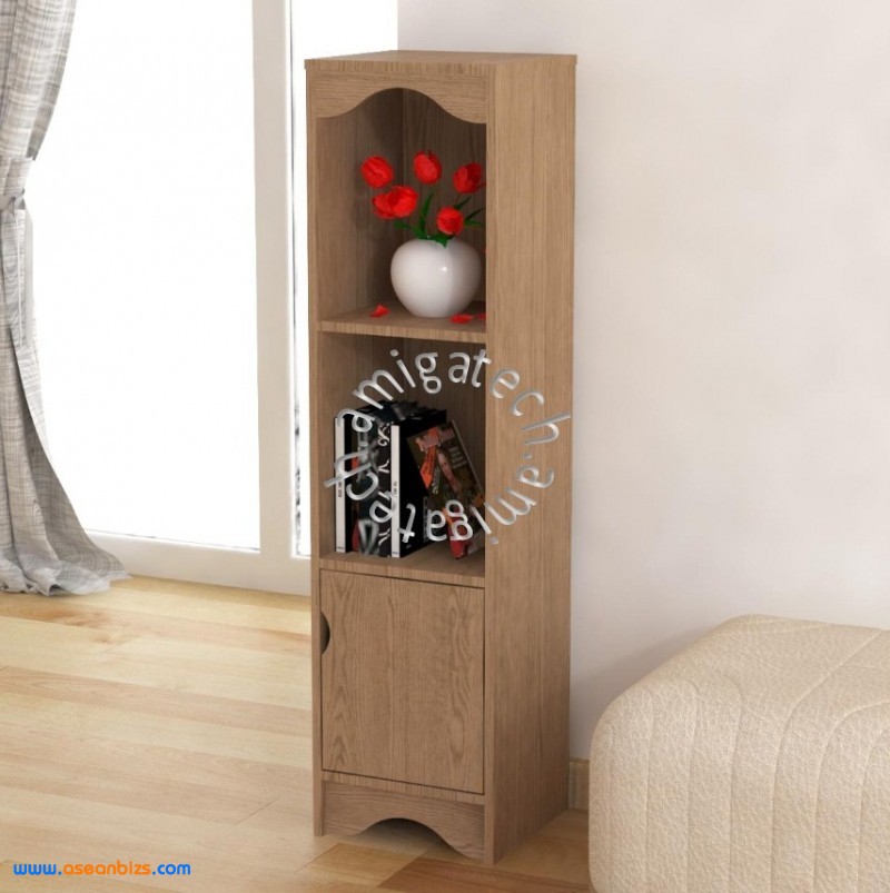 2 Tiers + 1 Door Shelf US 3057 New Oak