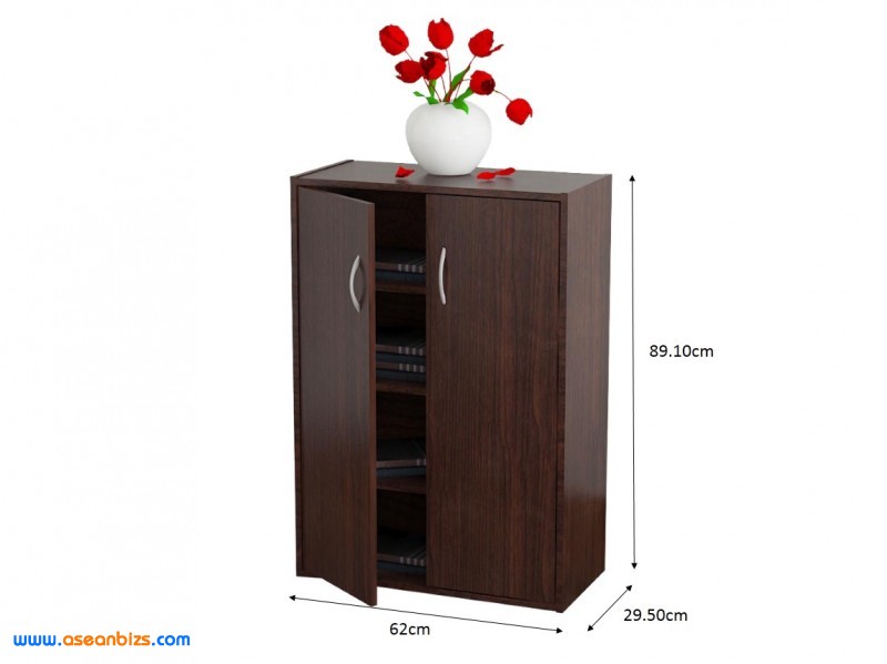 4 Tiers in 2 Doors Utility/Book Shelf US 3163 Walnut