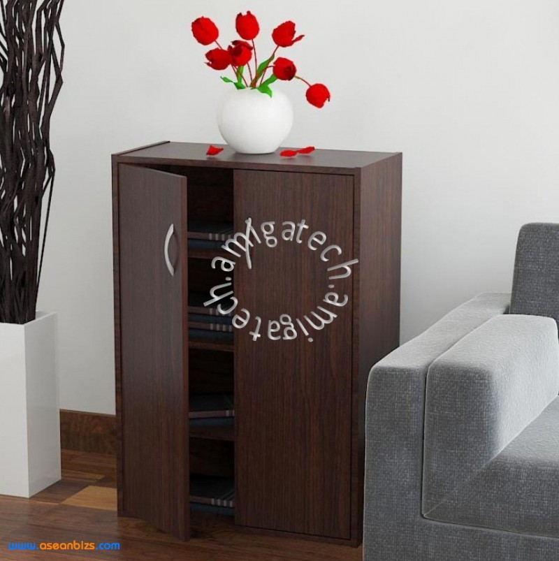 4 Tiers in 2 Doors Utility/Book Shelf US 3163 Walnut 4 Tiers in 2 Doors Utility/Book Shelf US 3163 Walnut