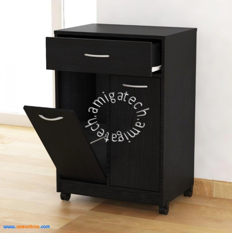Friendly Dustbi<em></em>n (Kitchen Cabinet) KC 2400 Black Oak