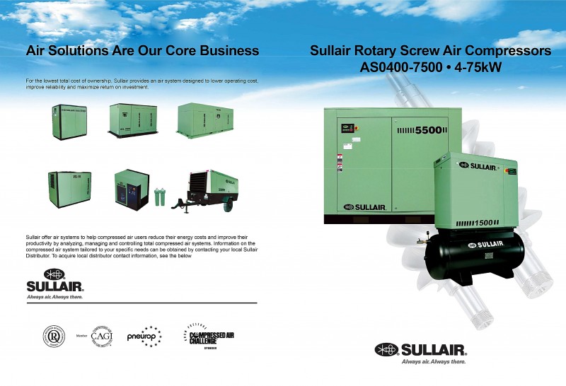 Sullair Rotary Screw Air Compressors AS0400-7500 • 4-75kW