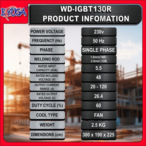 EYUGA 5.5KVA Welding Machine (14# - 12#) IGBT130R图6