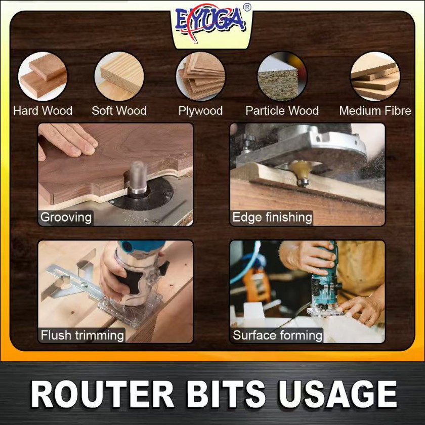 EYUGA ROUTER BITS SET 6.35mm ( 12PCS / SET )图3