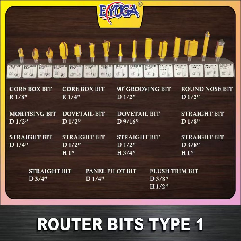 EYUGA ROUTER BITS SET 6.35mm ( 35PCS / SET )图3