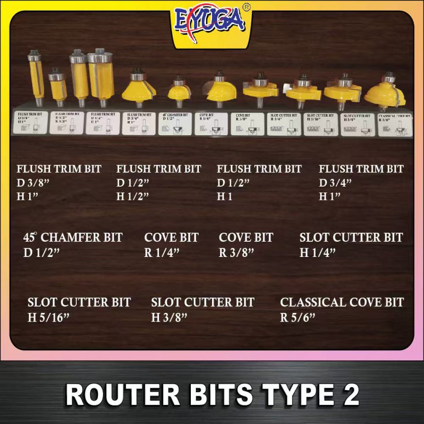EYUGA ROUTER BITS SET 6.35mm ( 35PCS / SET )图4