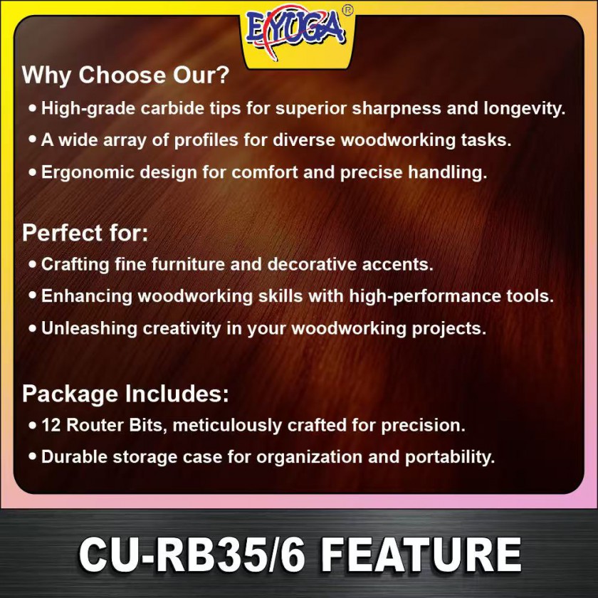 EYUGA ROUTER BITS SET 6.35mm ( 35PCS / SET )图6