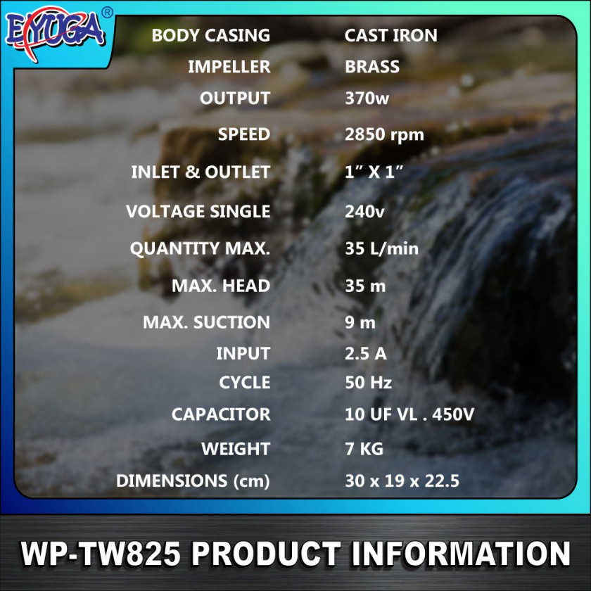 EYUGA AUTOMATIC PRESSURE INCREASE WATER PUMP 1" 370w图5