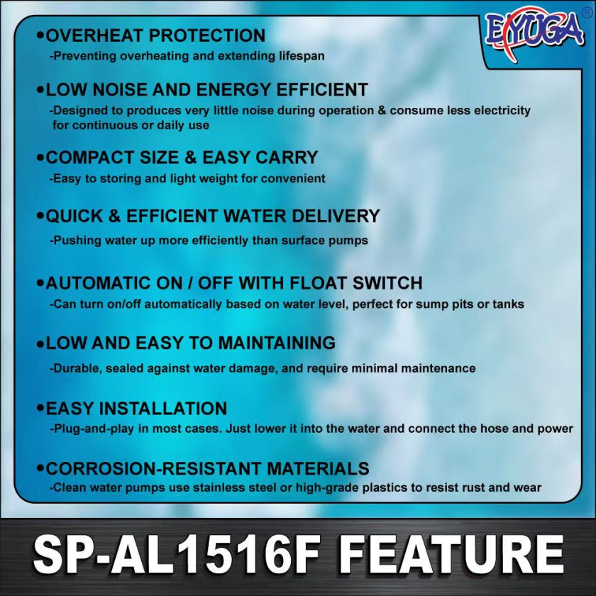 EYUGA SUBMERSIBLE PUMP 370w 1" (CLEAN WATER TYPE)图3