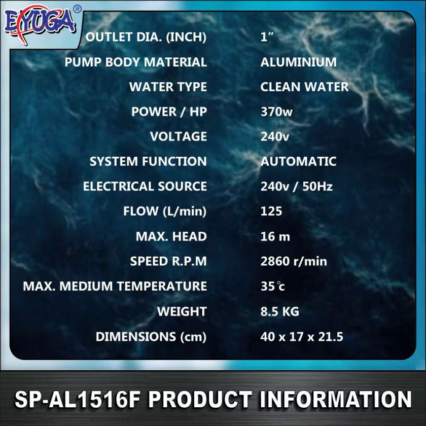 EYUGA SUBMERSIBLE PUMP 370w 1" (CLEAN WATER TYPE)图4