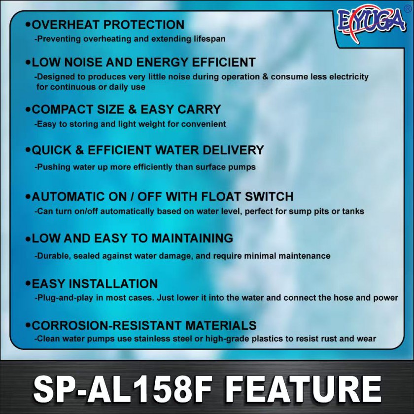 EYUGA SUBMERSIBLE PUMP 170w 1" (CLEAN WATER TYPE)图3