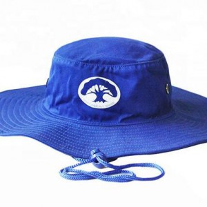 Royal Blue Bucket Hat Custom Wide Brim Blue Sun Hat with String